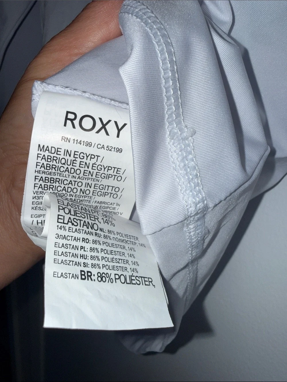 Roxy White Long-Sleeve Rash Guard with Black Logo